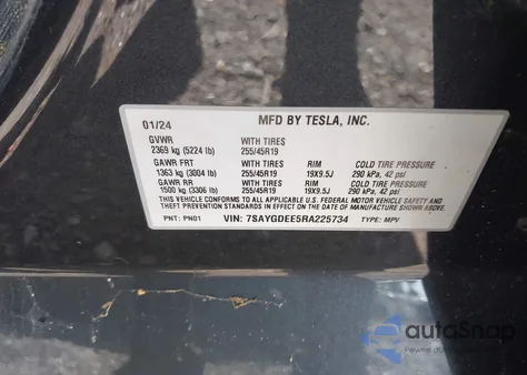 2024 Tesla Model Y Long Range Dual Motor All-Wheel Drive from USA, damaged, VIN 7SAYGDEE5RA225734